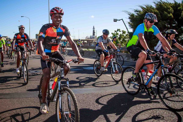 Cyclists compete in the Argus Pick n Pay Momentum Cycle Tour